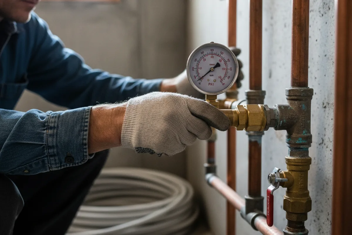 Pressure testing a repaired line during Water Line Repair in Shickshinny